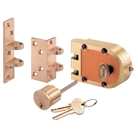 Prime-Line Prime-Line Segal Brushed Brass Solid Bronze Alloy Deadbolt SE 15361